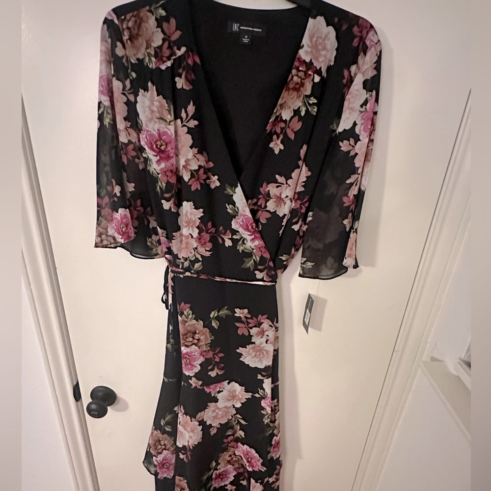 Floral Wrap Dress with Pink and White Flowers